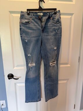 Distressed slim boot Jeans in Light Blue